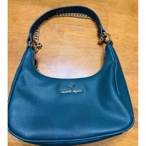 Nanette Lepore Teal Pebble Leather Chain Shoulder Bag Hobo Purse